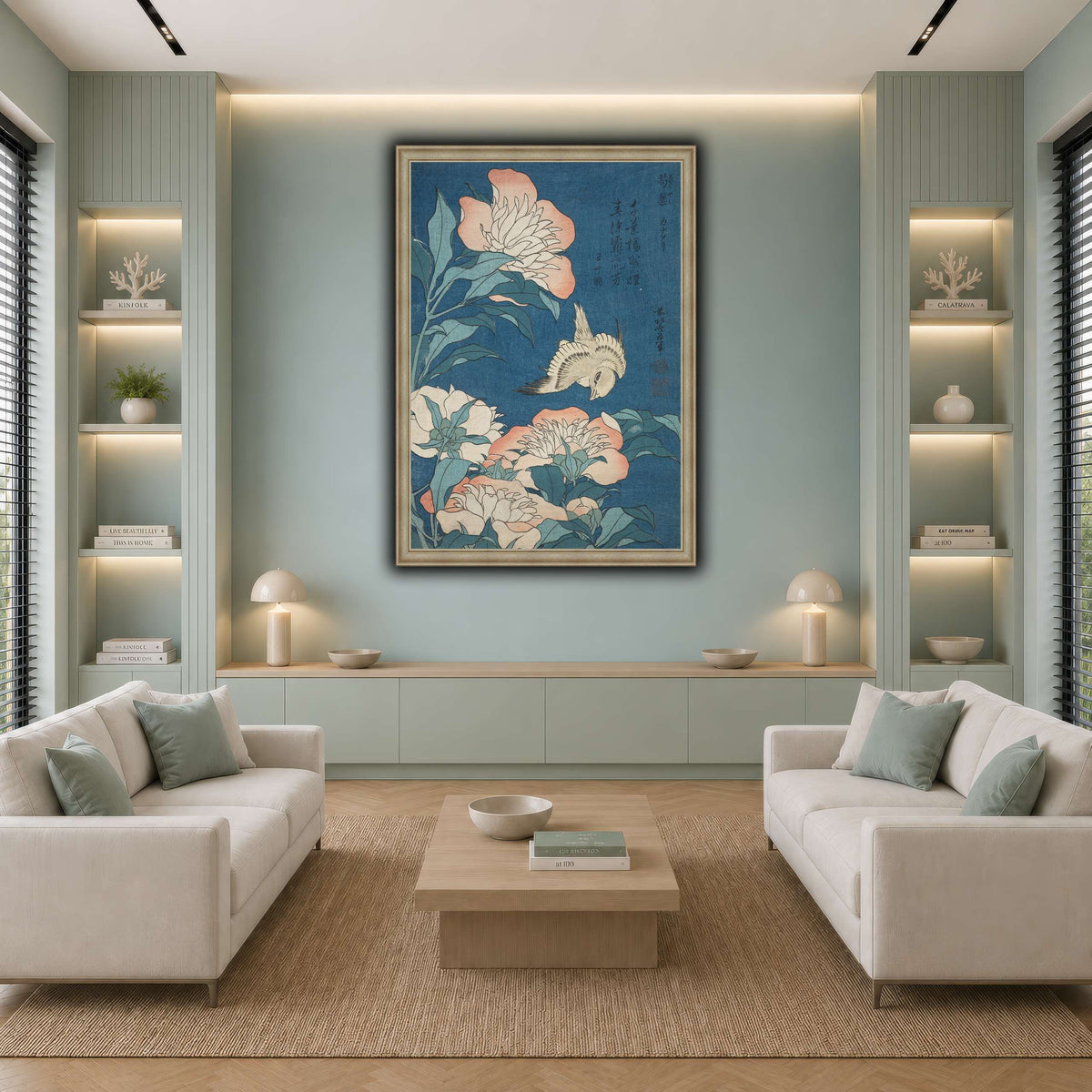 Peonies_and_Canary_Katsushika Hokusai cool-living room