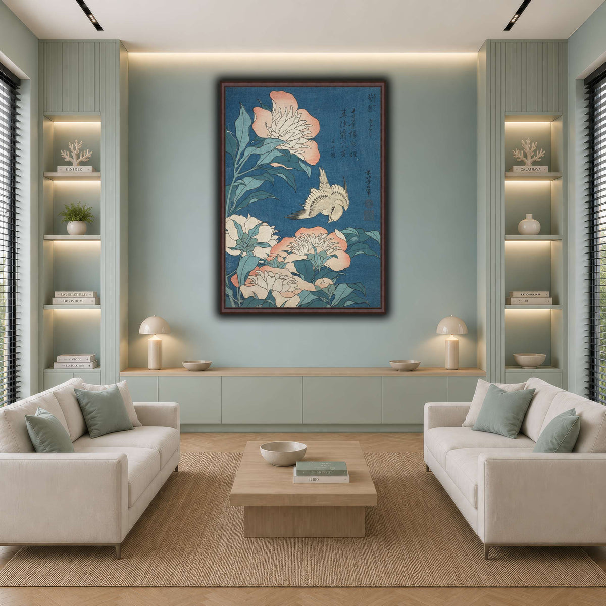 Peonies_and_Canary_Katsushika Hokusai cool-living room