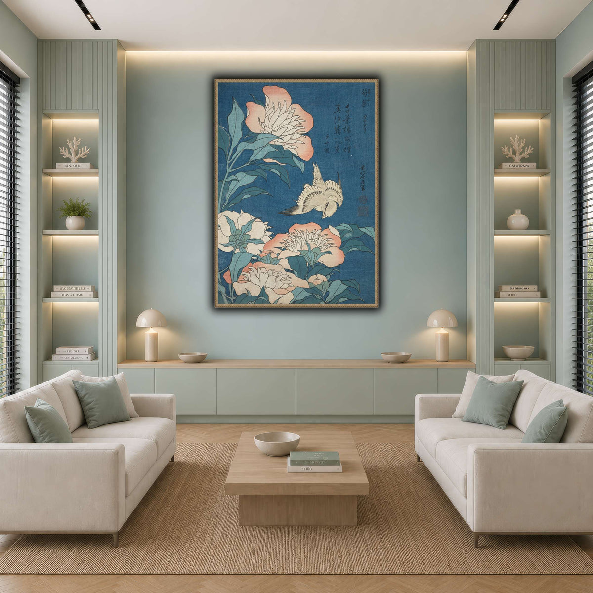 Peonies_and_Canary_Katsushika Hokusai cool-living room