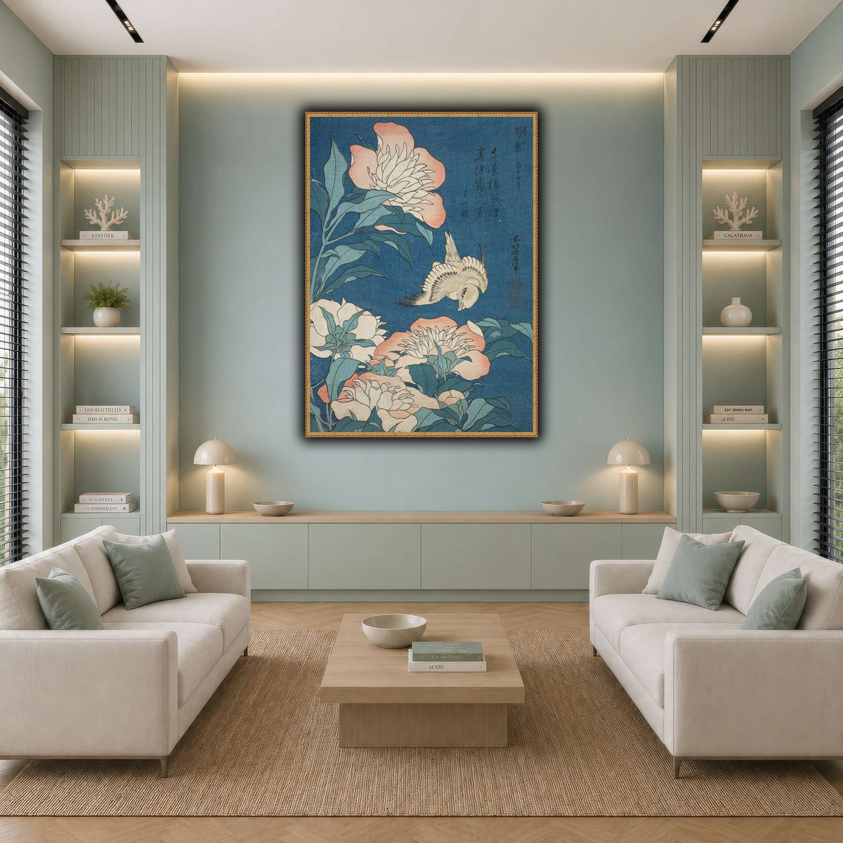 Peonies_and_Canary_Katsushika Hokusai cool-living room