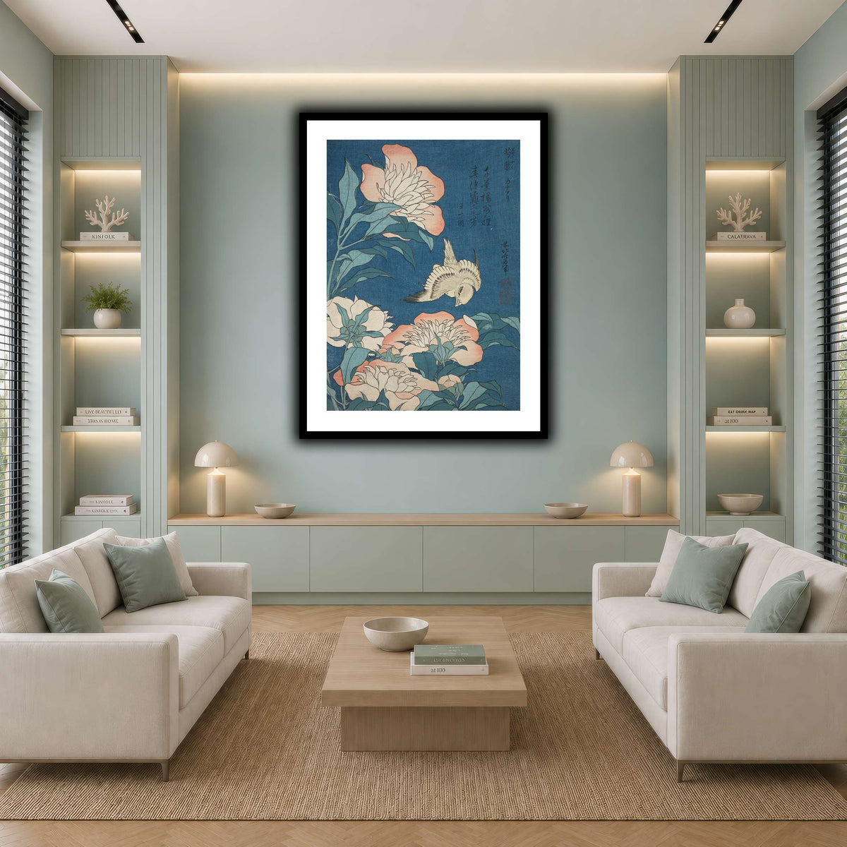 Peonies_and_Canary_Katsushika Hokusai cool-living room
