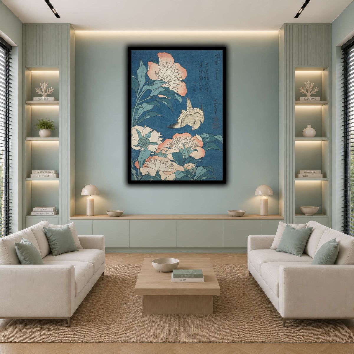 Peonies_and_Canary_Katsushika Hokusai cool-living room