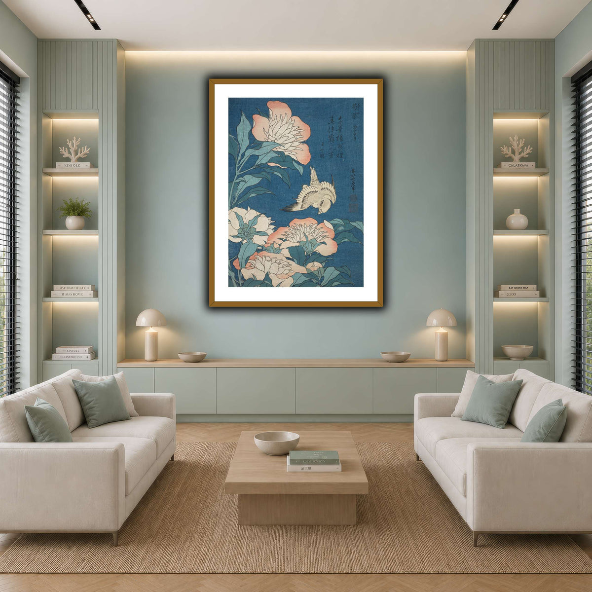 Peonies_and_Canary_Katsushika Hokusai cool-living room