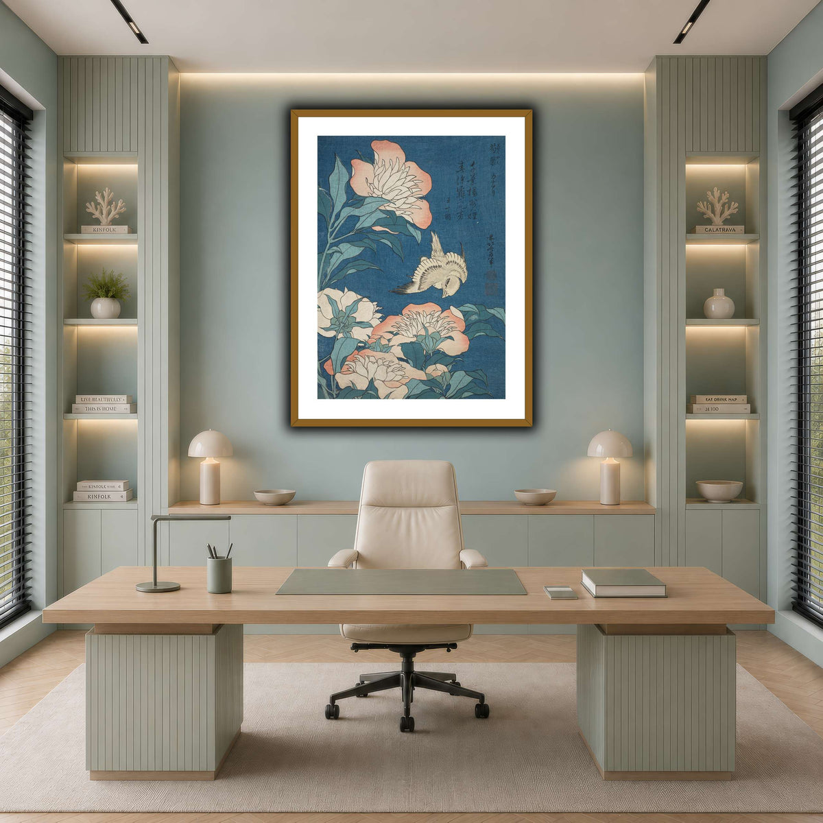 Peonies_and_Canary_Katsushika Hokusai cool-office