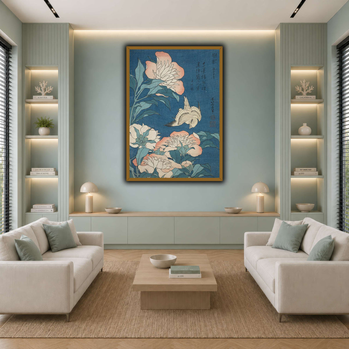 Peonies_and_Canary_Katsushika Hokusai cool-living room