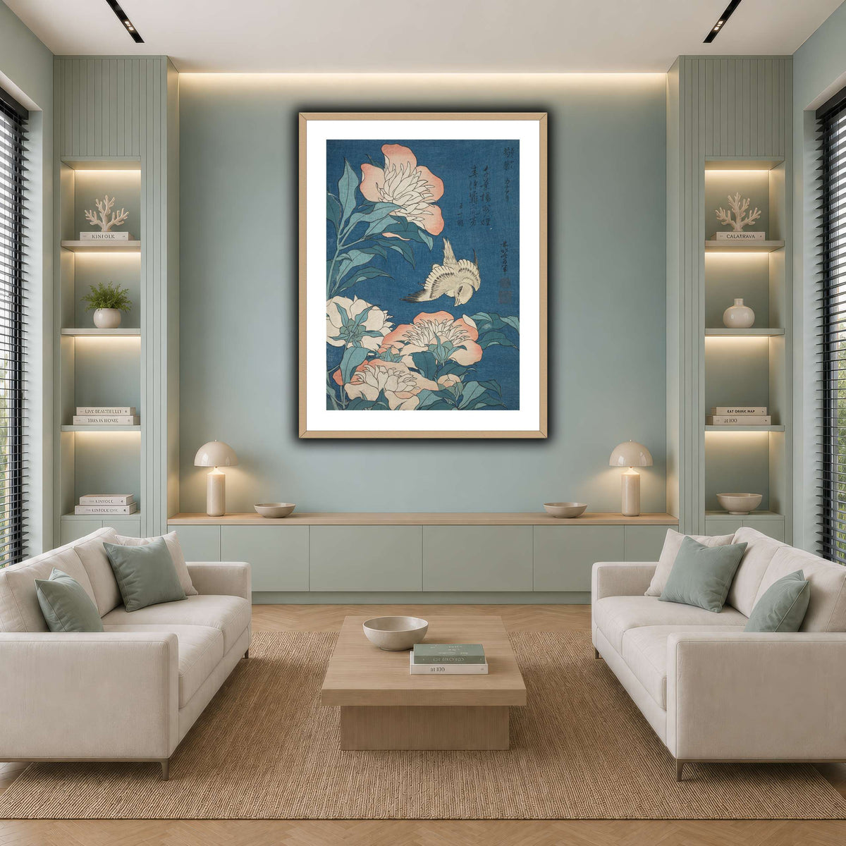 Peonies_and_Canary_Katsushika Hokusai cool-living room