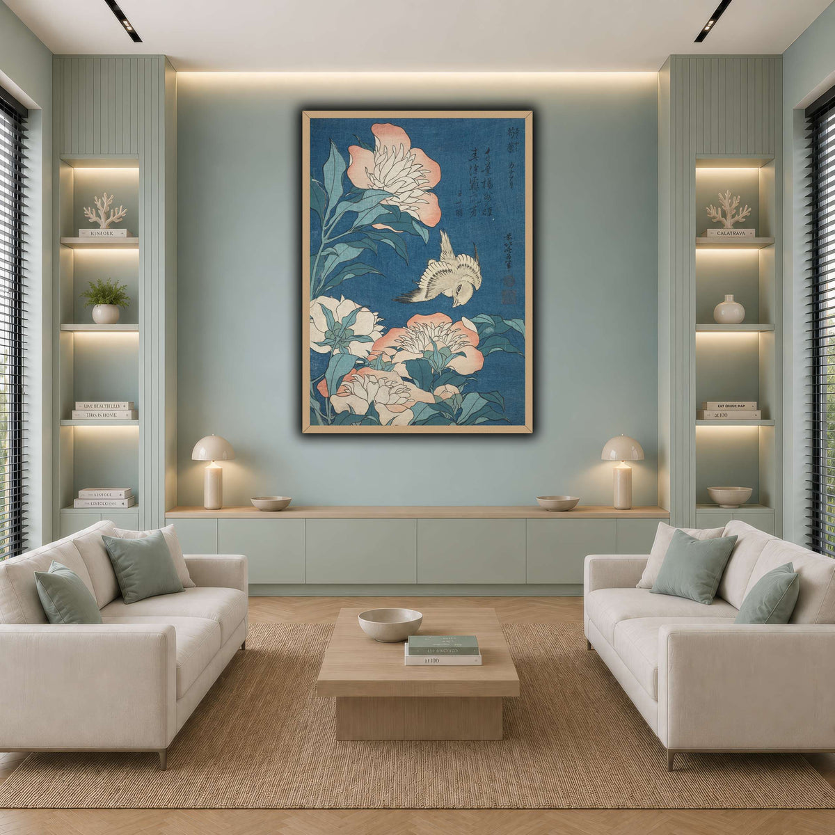 Peonies_and_Canary_Katsushika Hokusai cool-living room