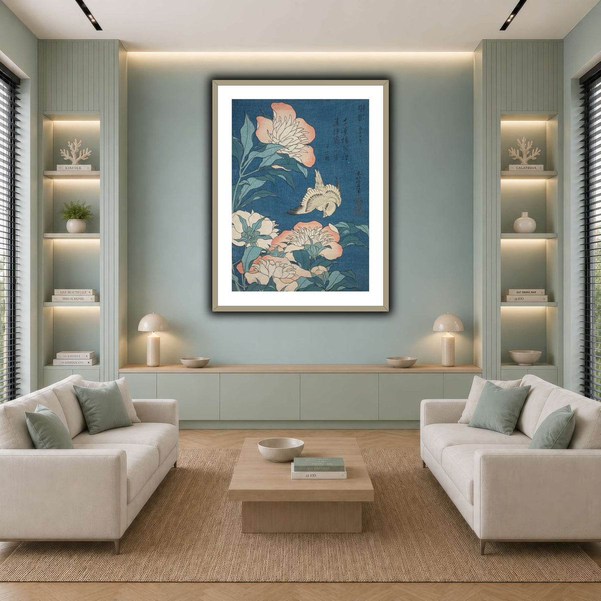 Peonies_and_Canary_Katsushika Hokusai cool-living room