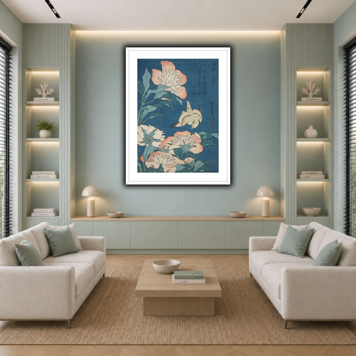 Peonies_and_Canary_Katsushika Hokusai cool-living room