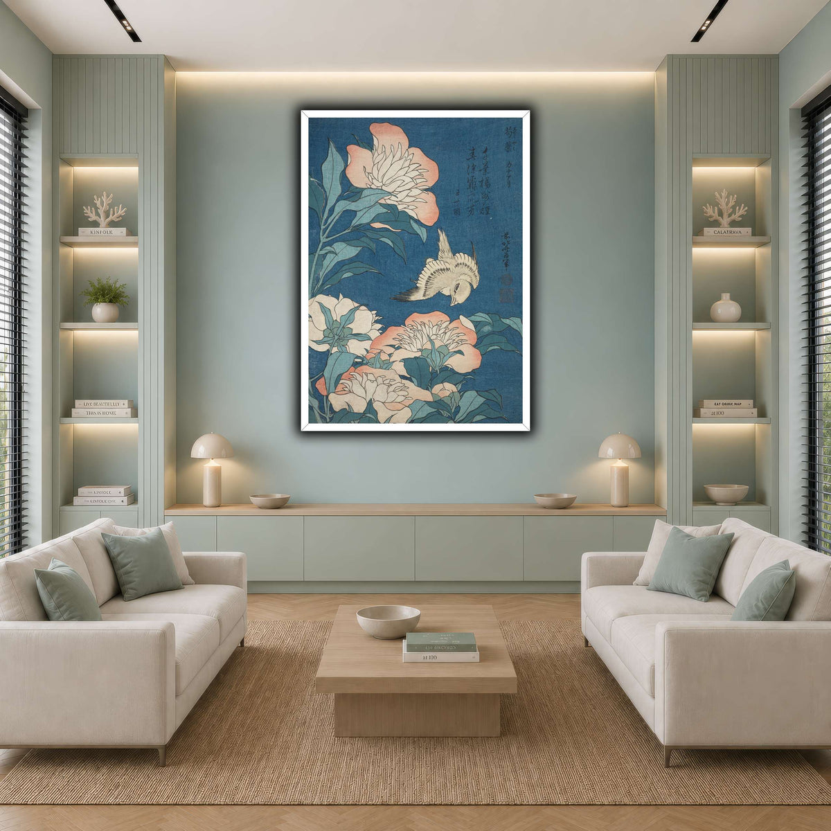 Peonies_and_Canary_Katsushika Hokusai cool-living room