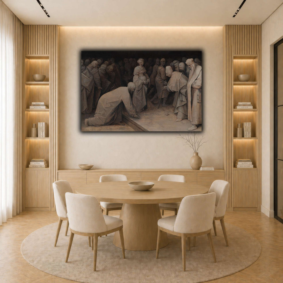 Pieter_Bruegel_Christ_and_the_woman_taken_in_adultery light neutral-dining room