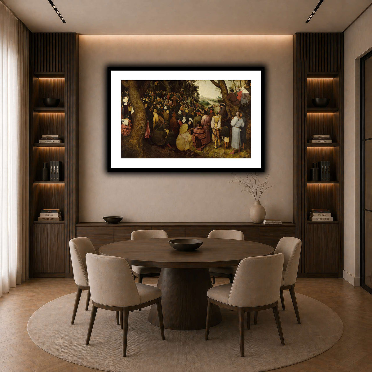 Pieter_Bruegel_The_Sermon_of_Saint_John_the_Baptist dark neutral-dining room