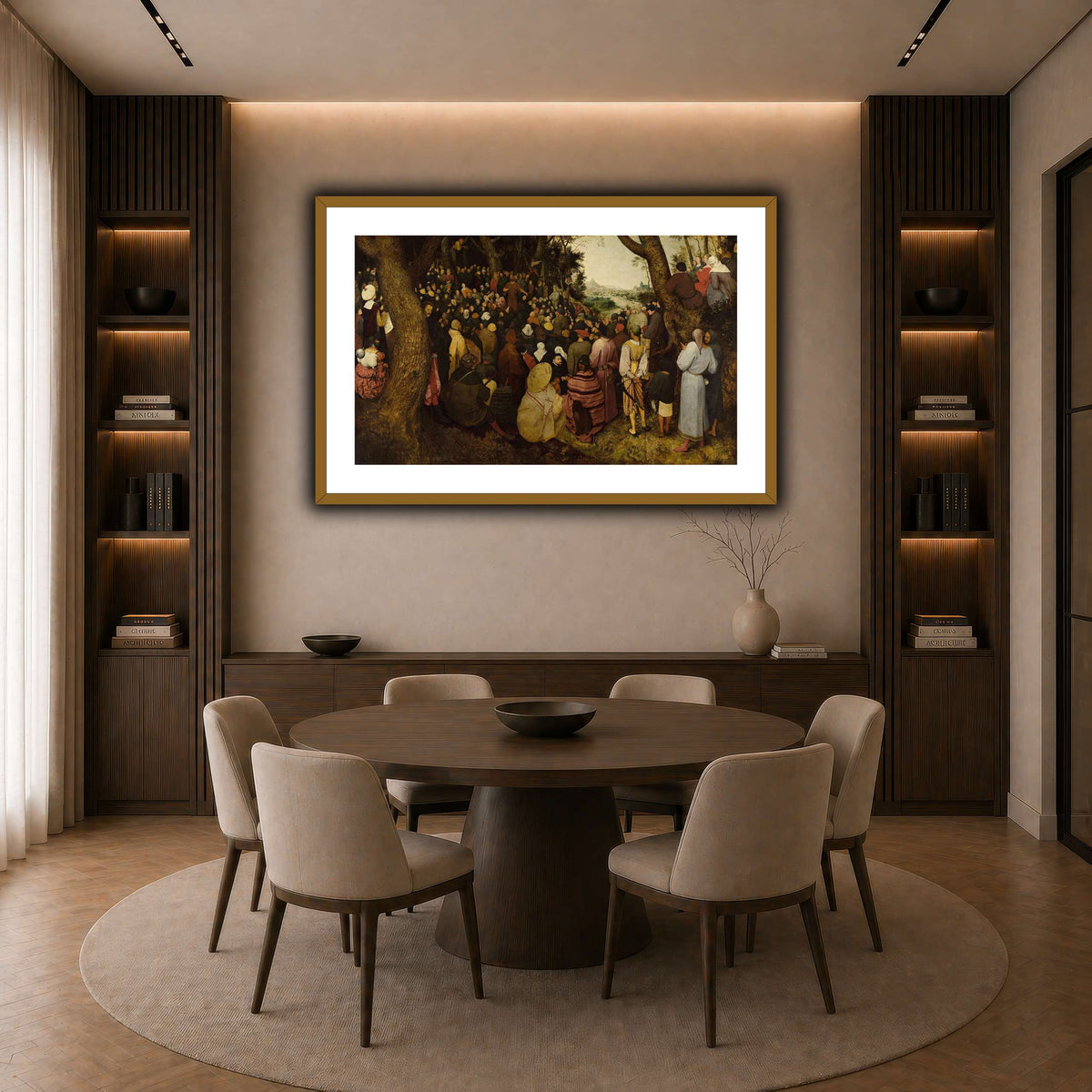 Pieter_Bruegel_The_Sermon_of_Saint_John_the_Baptist dark neutral-dining room