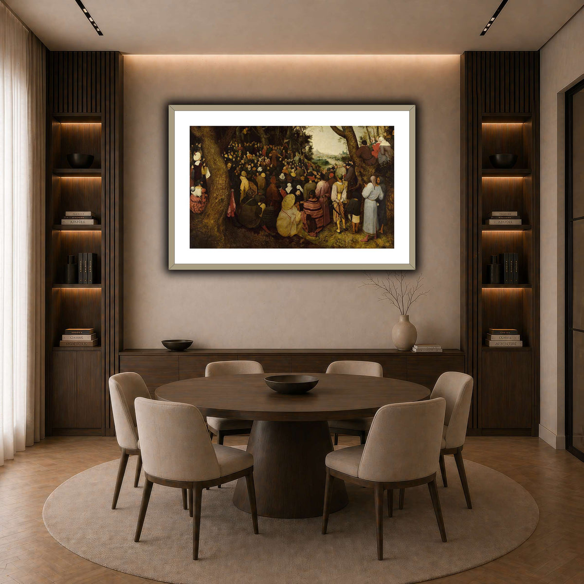 Pieter_Bruegel_The_Sermon_of_Saint_John_the_Baptist dark neutral-dining room