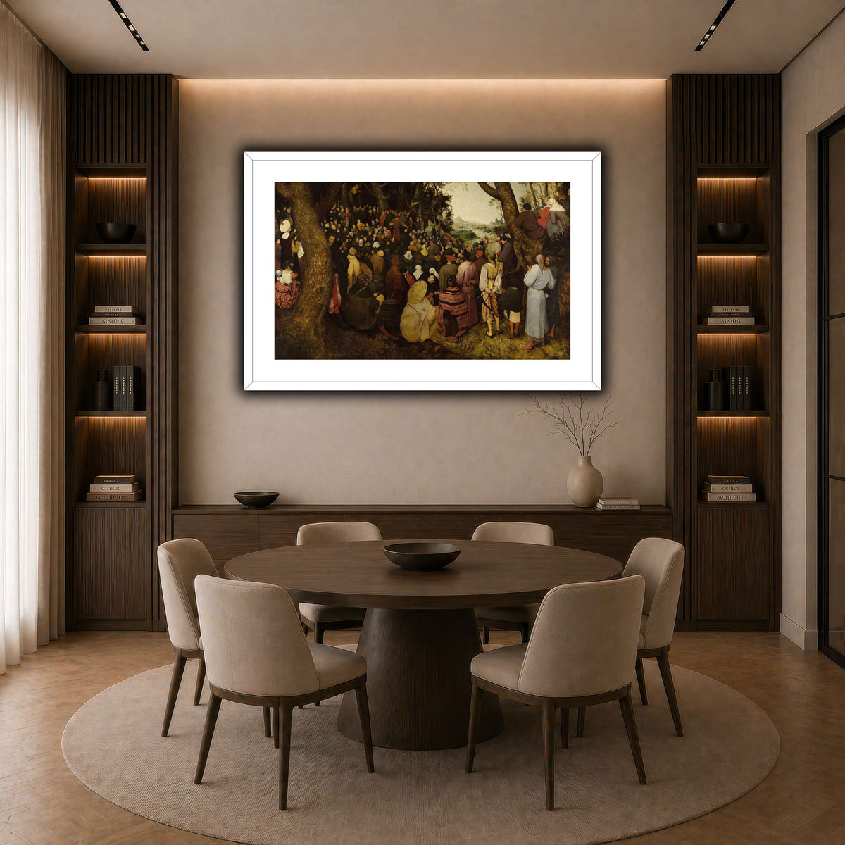 Pieter_Bruegel_The_Sermon_of_Saint_John_the_Baptist dark neutral-dining room