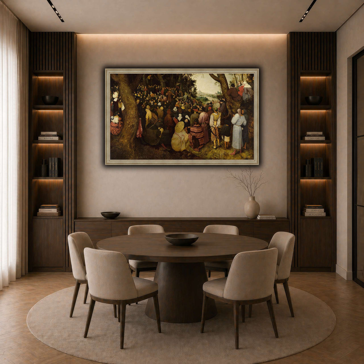 Pieter_Bruegel_The_Sermon_of_Saint_John_the_Baptist dark neutral-dining room