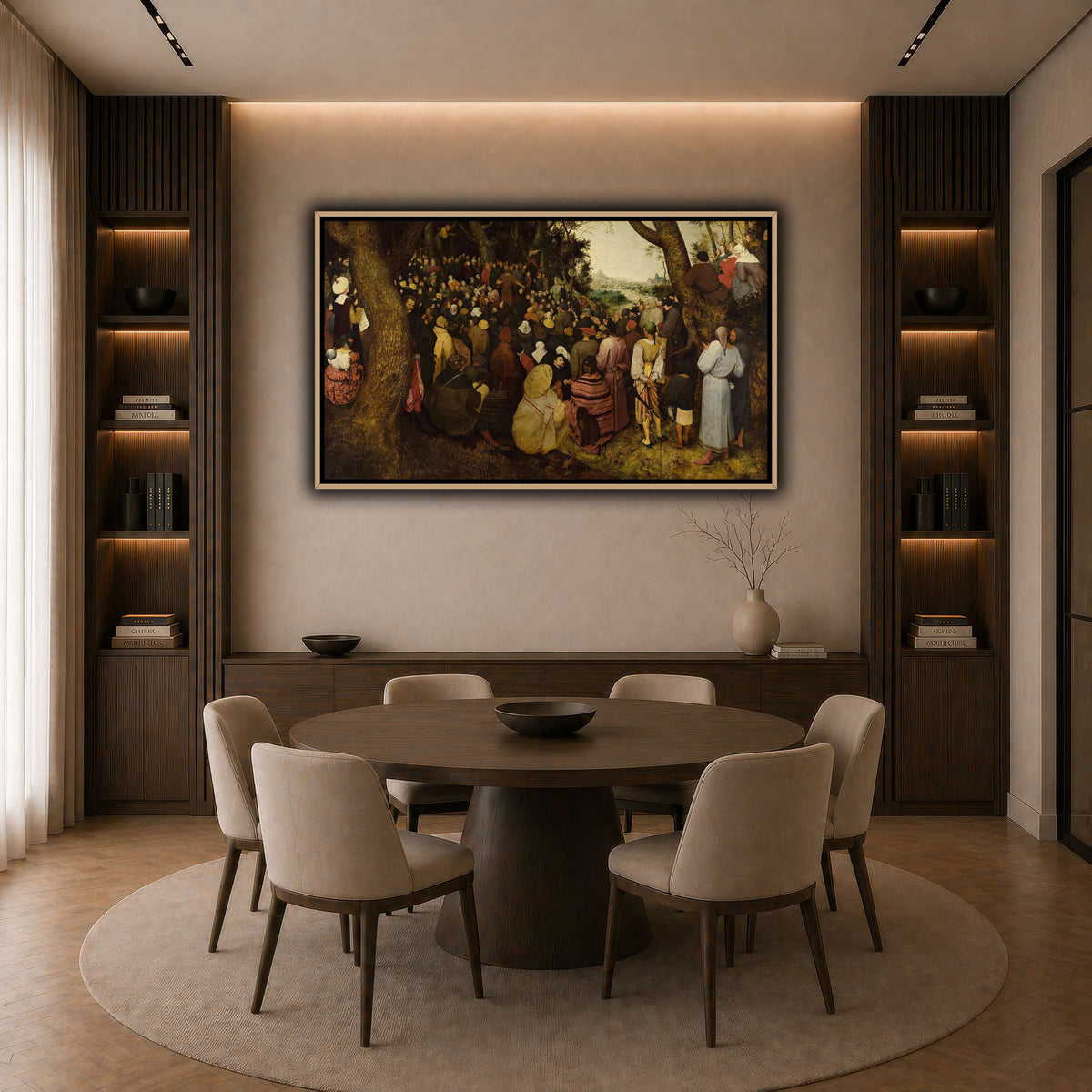 Pieter_Bruegel_The_Sermon_of_Saint_John_the_Baptist dark neutral-dining room