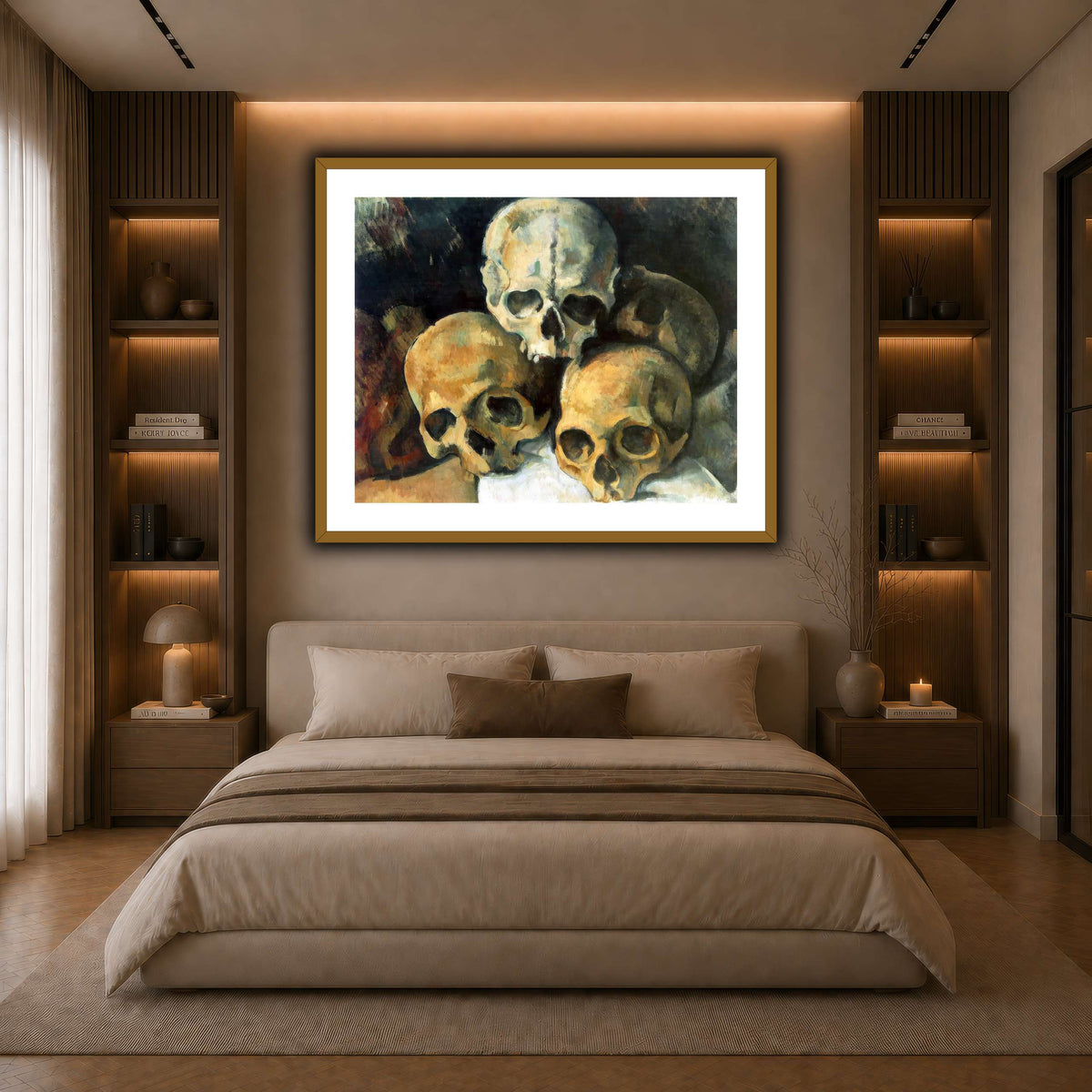 Pyramid_of_Skulls_by_Paul_Cezanne dark neutral-bedroom