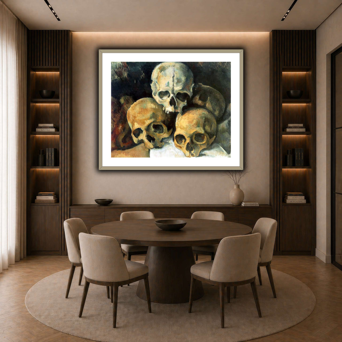 Pyramid_of_Skulls_by_Paul_Cezanne dark neutral-dining room
