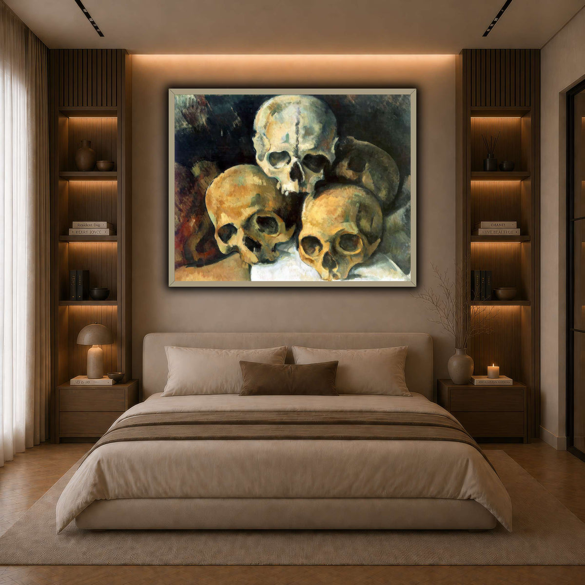 Pyramid_of_Skulls_by_Paul_Cezanne dark neutral-bedroom