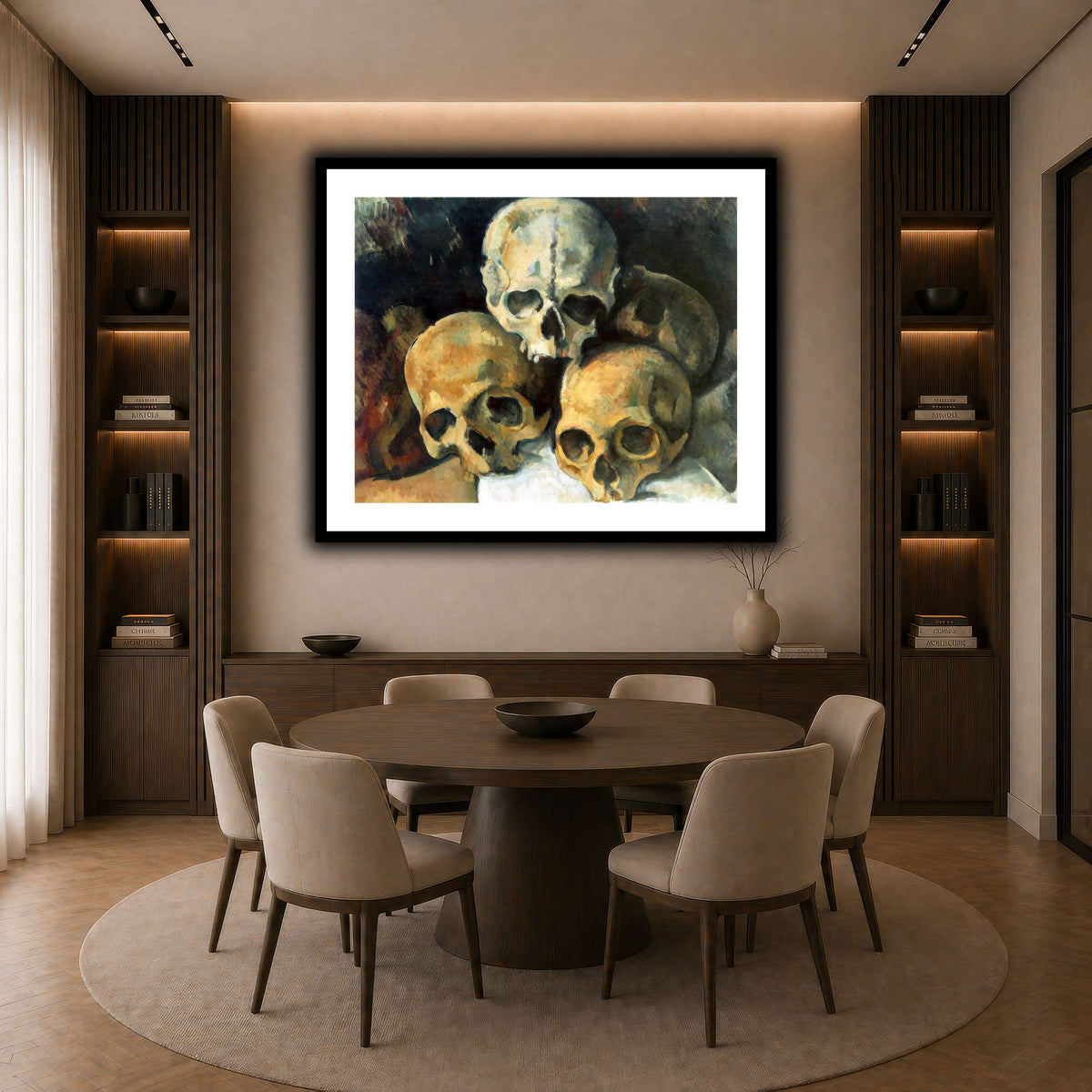 Pyramid_of_Skulls_by_Paul_Cezanne dark neutral-dining room