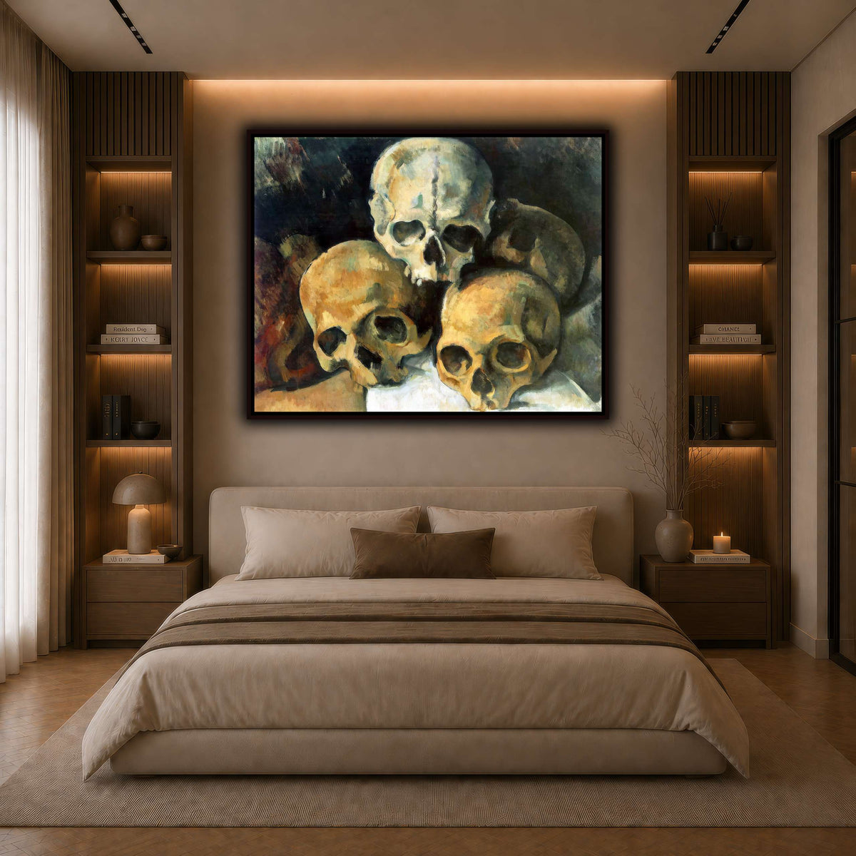Pyramid_of_Skulls_by_Paul_Cezanne dark neutral-bedroom