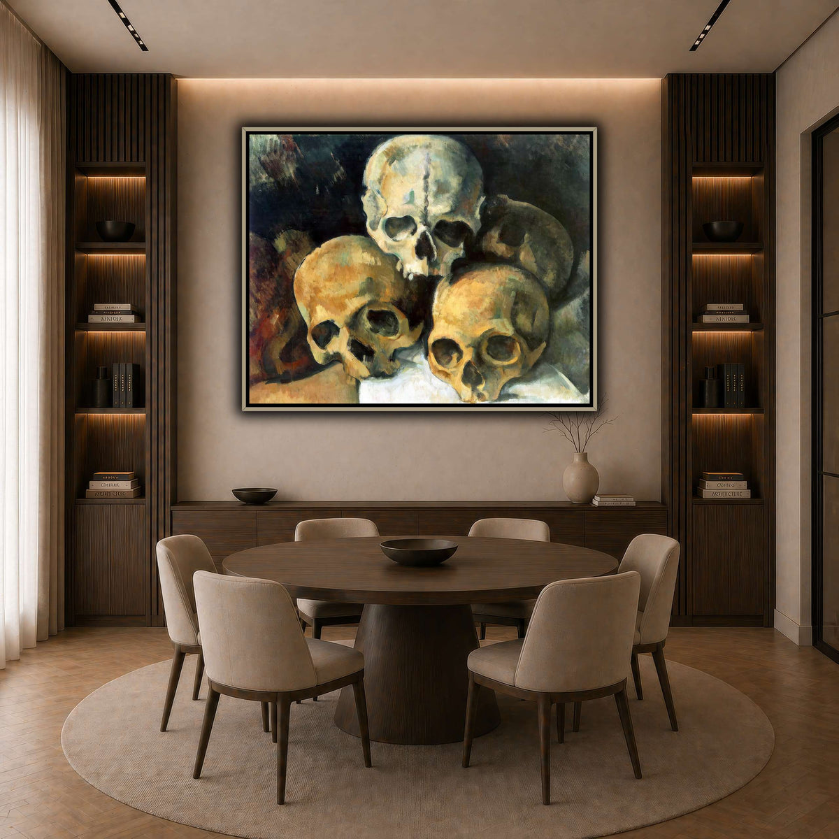 Pyramid_of_Skulls_by_Paul_Cezanne dark neutral-dining room