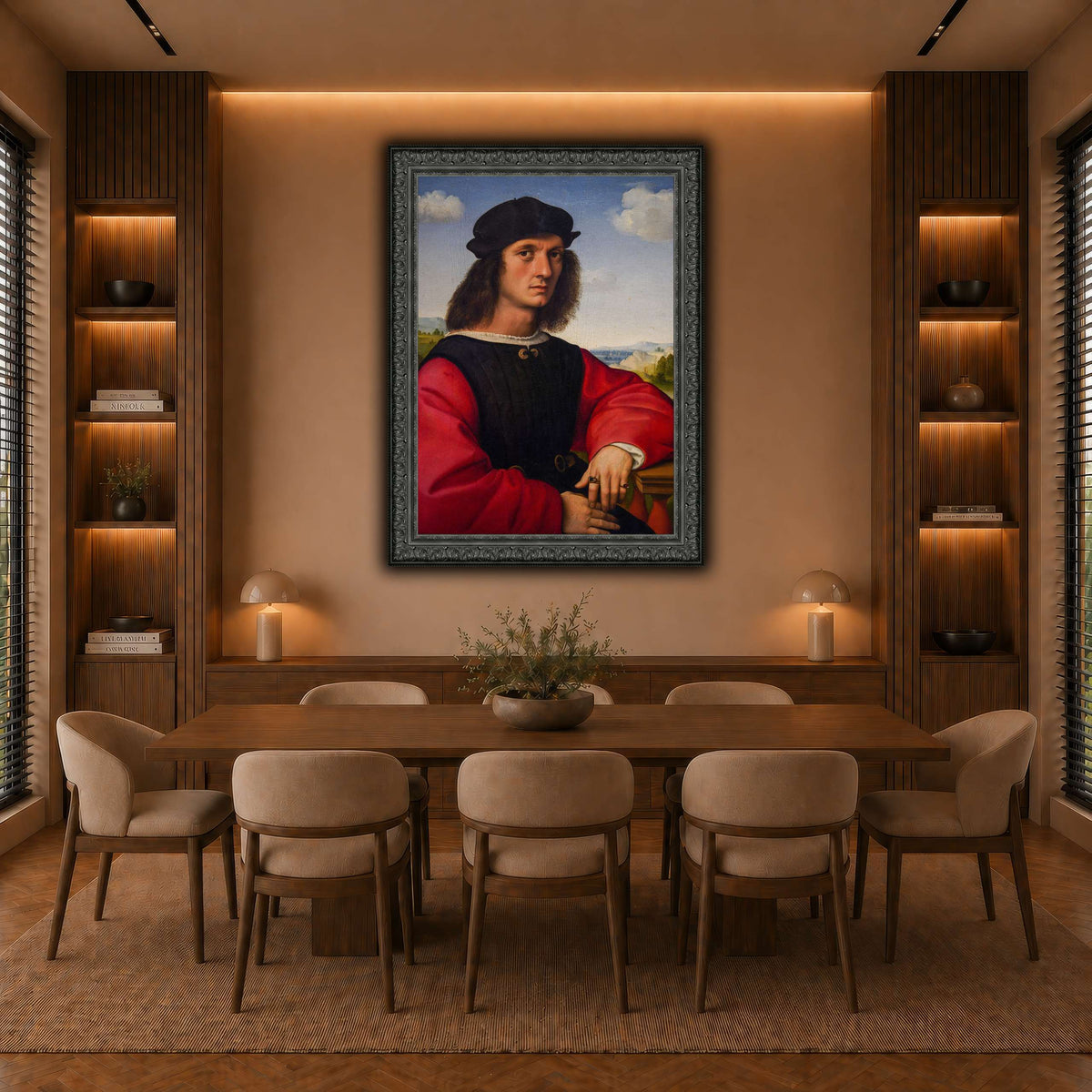 Raffaello_Sanzio_Agnolo_Doni's_portrait warm-dining room