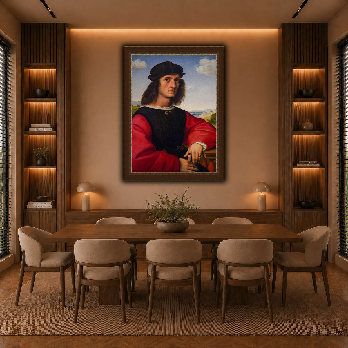 Raffaello_Sanzio_Agnolo_Doni's_portrait warm-dining room