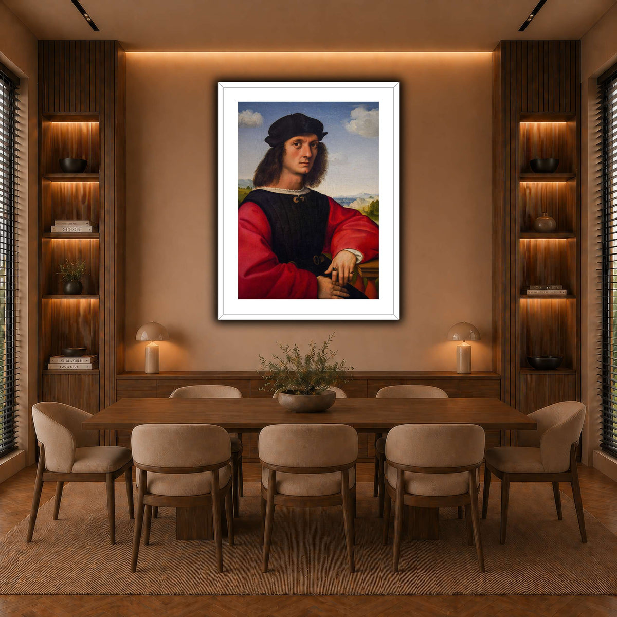 Raffaello_Sanzio_Agnolo_Doni's_portrait warm-dining room