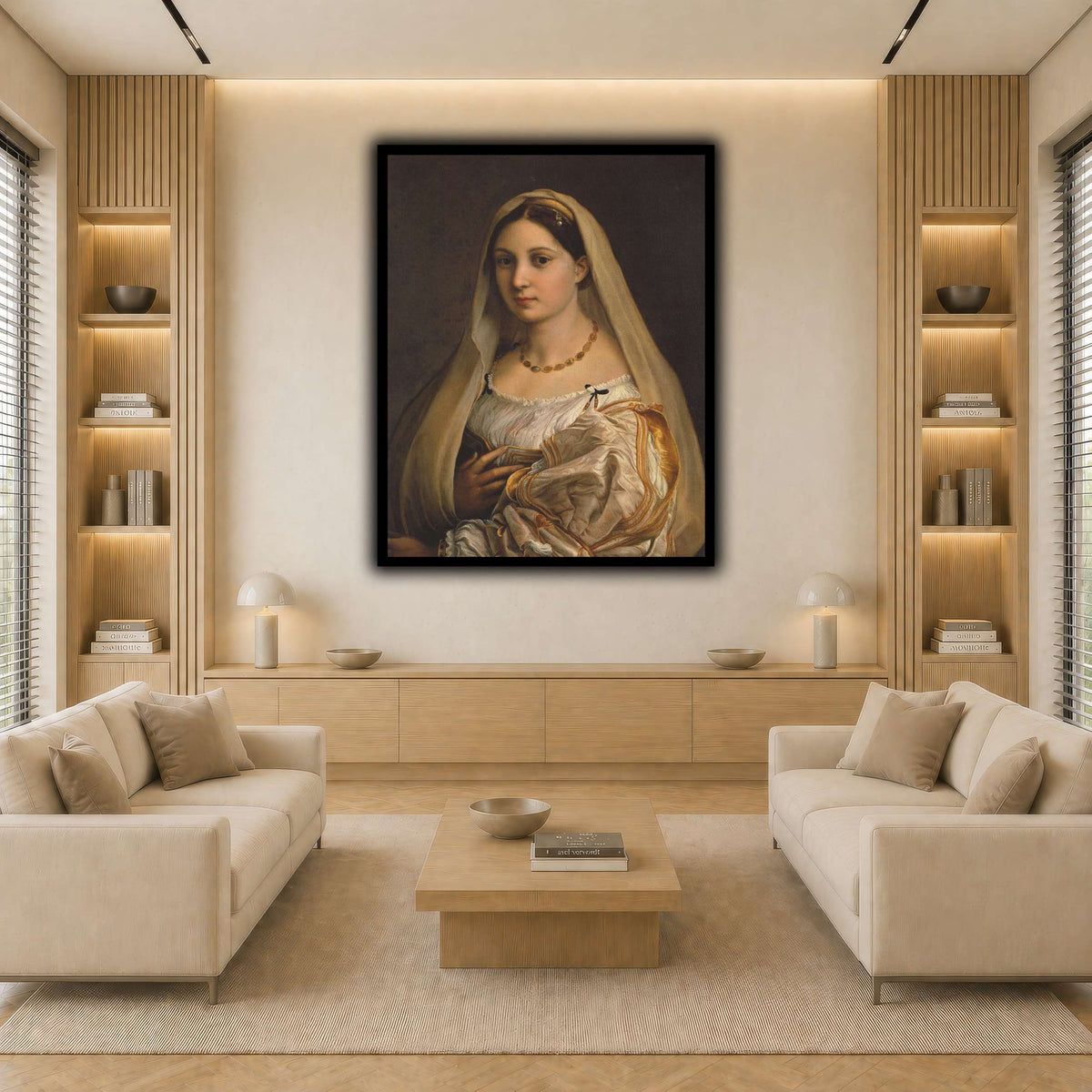 Raffaello_Sanzio_La_Donna_Velata light neutral-living room