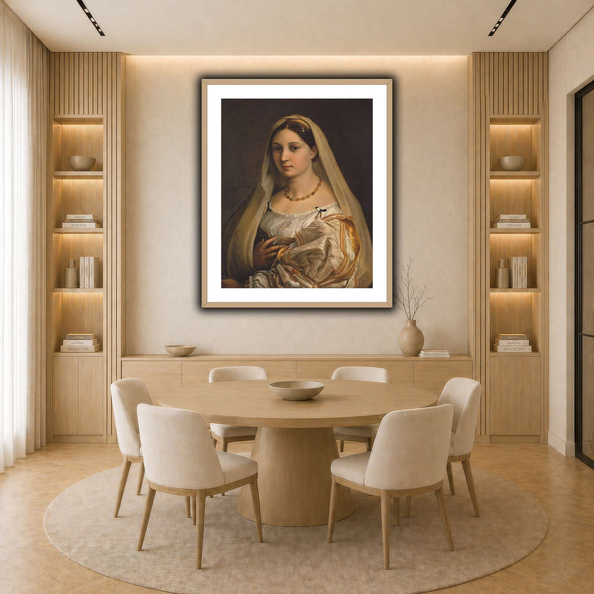 Raffaello_Sanzio_La_Donna_Velata light neutral-dining room