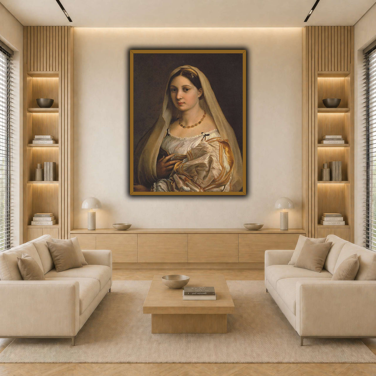 Raffaello_Sanzio_La_Donna_Velata light neutral-living room