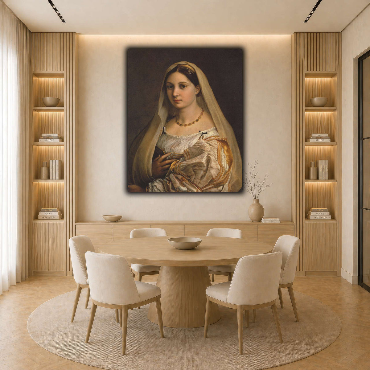 Raffaello_Sanzio_La_Donna_Velata light neutral-dining room