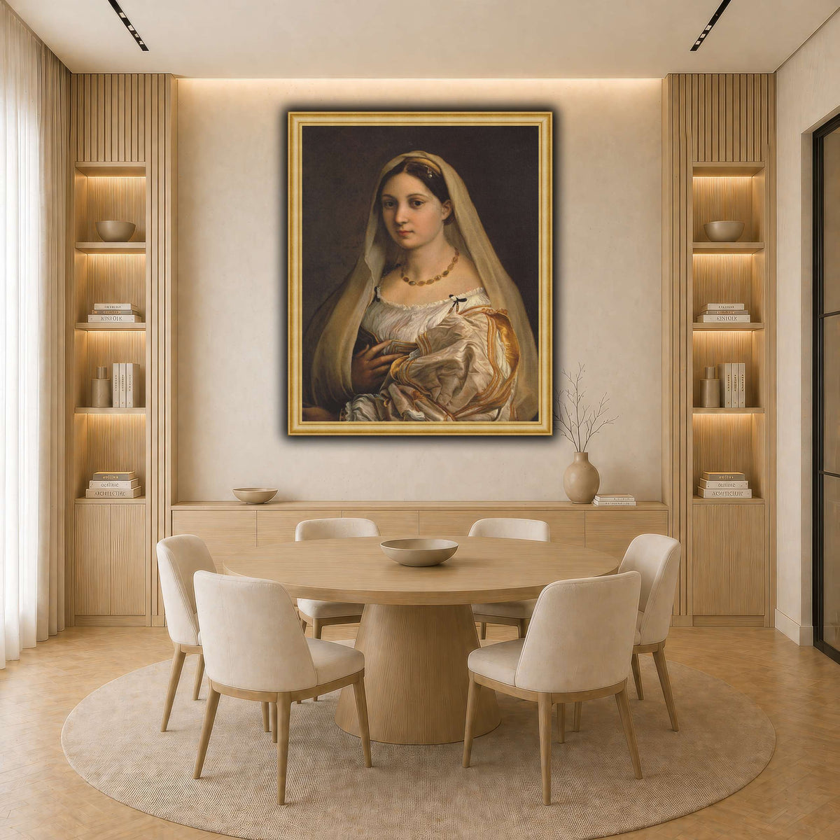 Raffaello_Sanzio_La_Donna_Velata light neutral-dining room