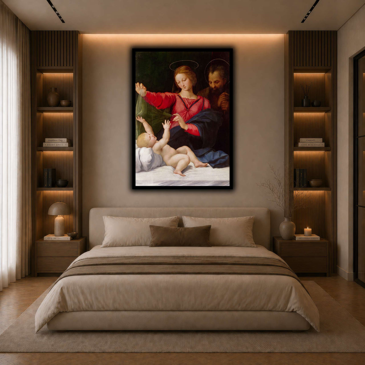 Raffaello_Sanzio_La_Madone_de_Lorette dark neutral-bedroom