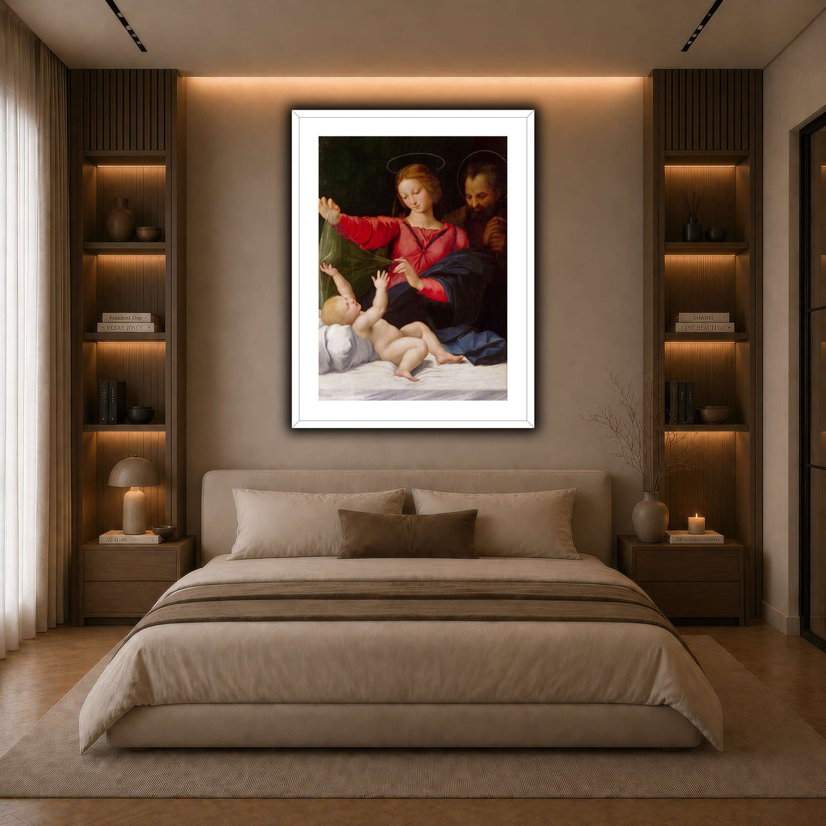 Raffaello_Sanzio_La_Madone_de_Lorette dark neutral-bedroom