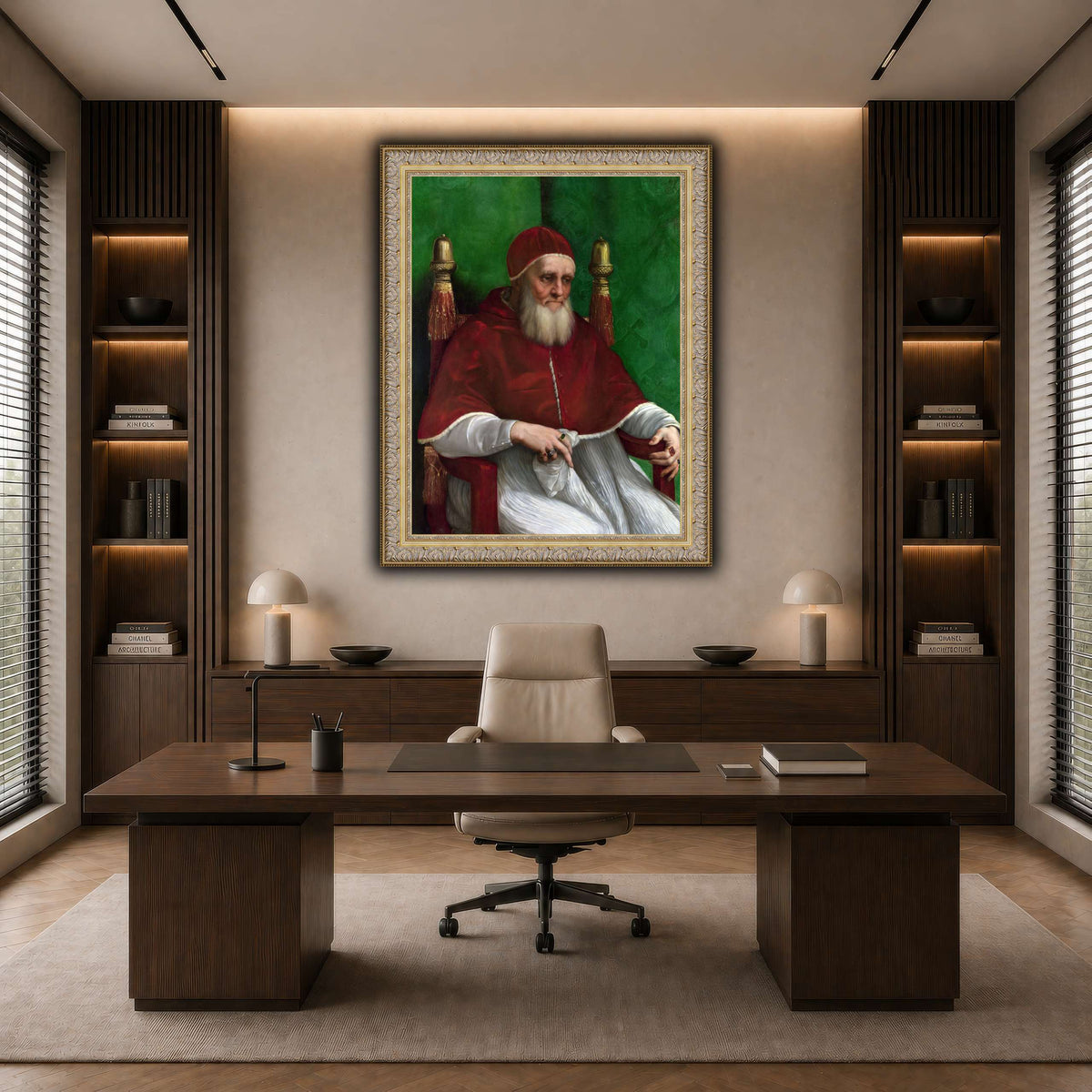 Raffaello_Sanzio_Pope_Julius_II dark neutral-office