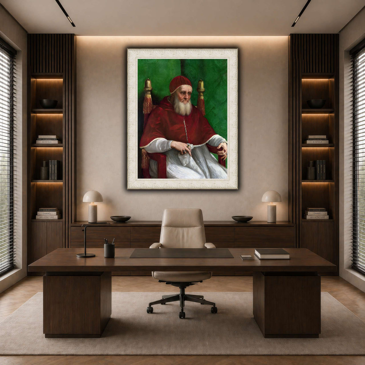Raffaello_Sanzio_Pope_Julius_II dark neutral-office