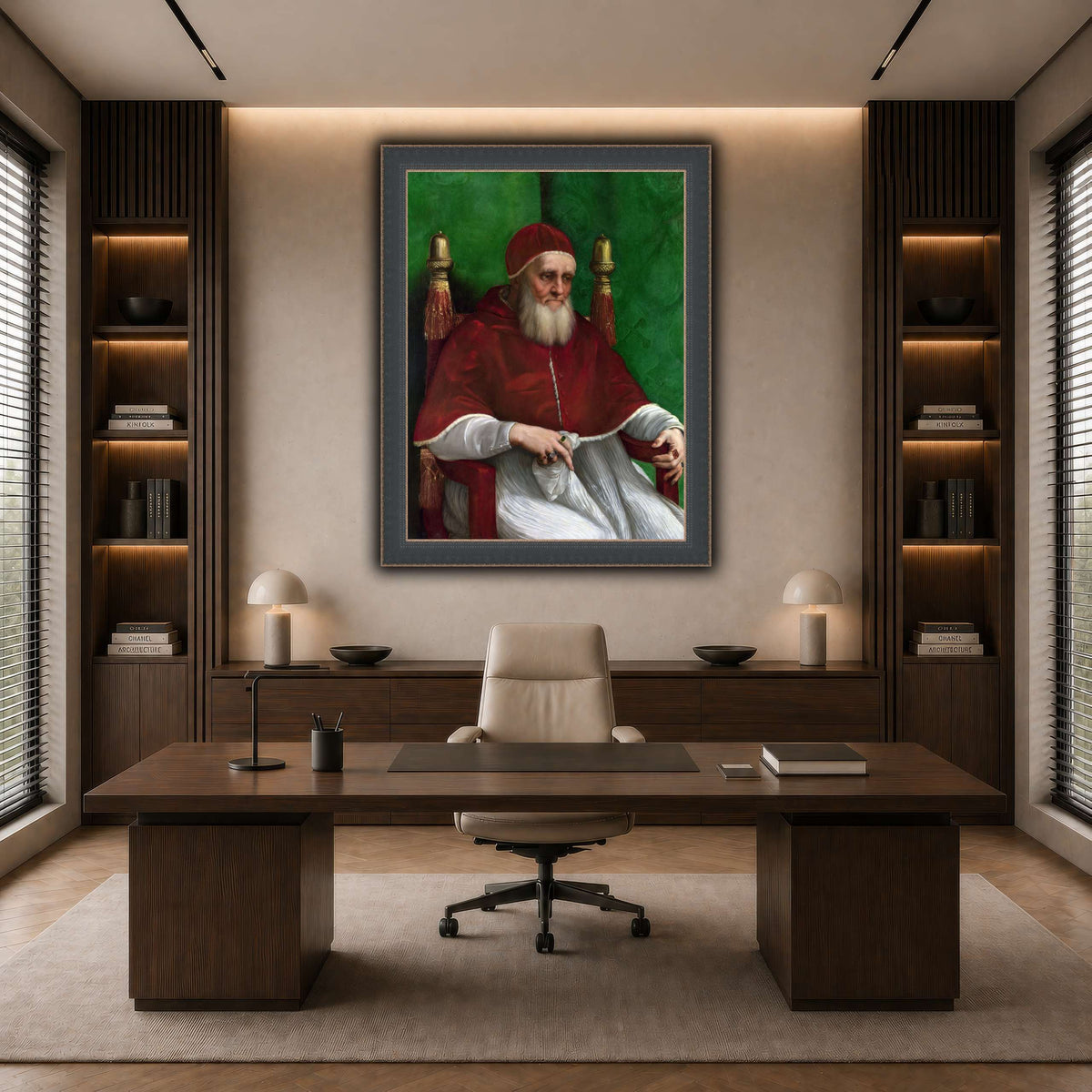Raffaello_Sanzio_Pope_Julius_II dark neutral-office