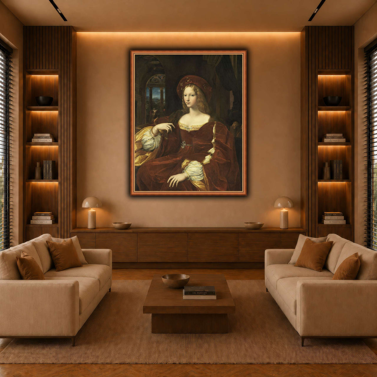 Raffaello_Sanzio_Portrait_de_Jeanne_d'Aragon warm-living-room