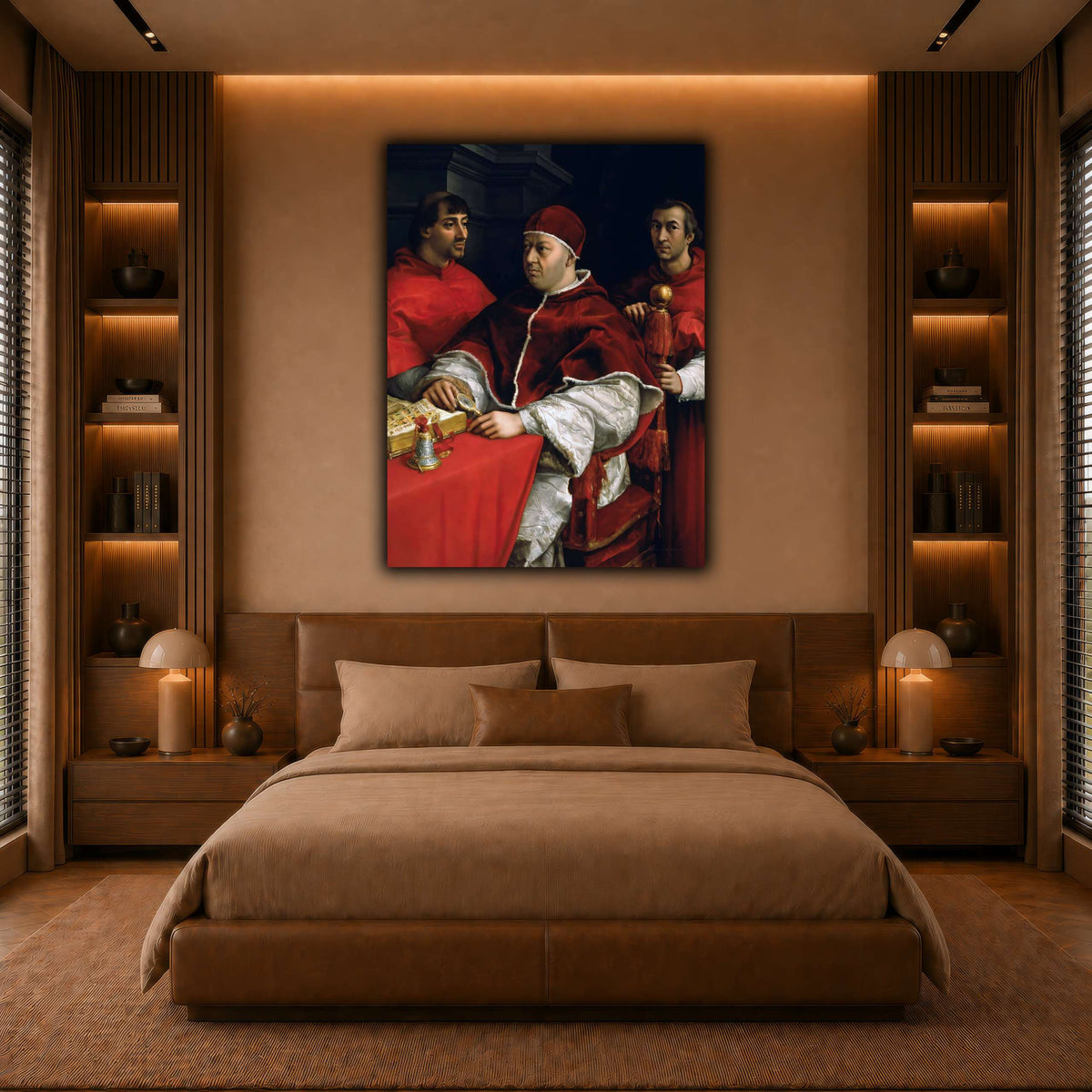 Raffaello_Sanzio_Portrait_of_Pope_Leo_X_and_his_cousins,_cardinals warm-bedroom