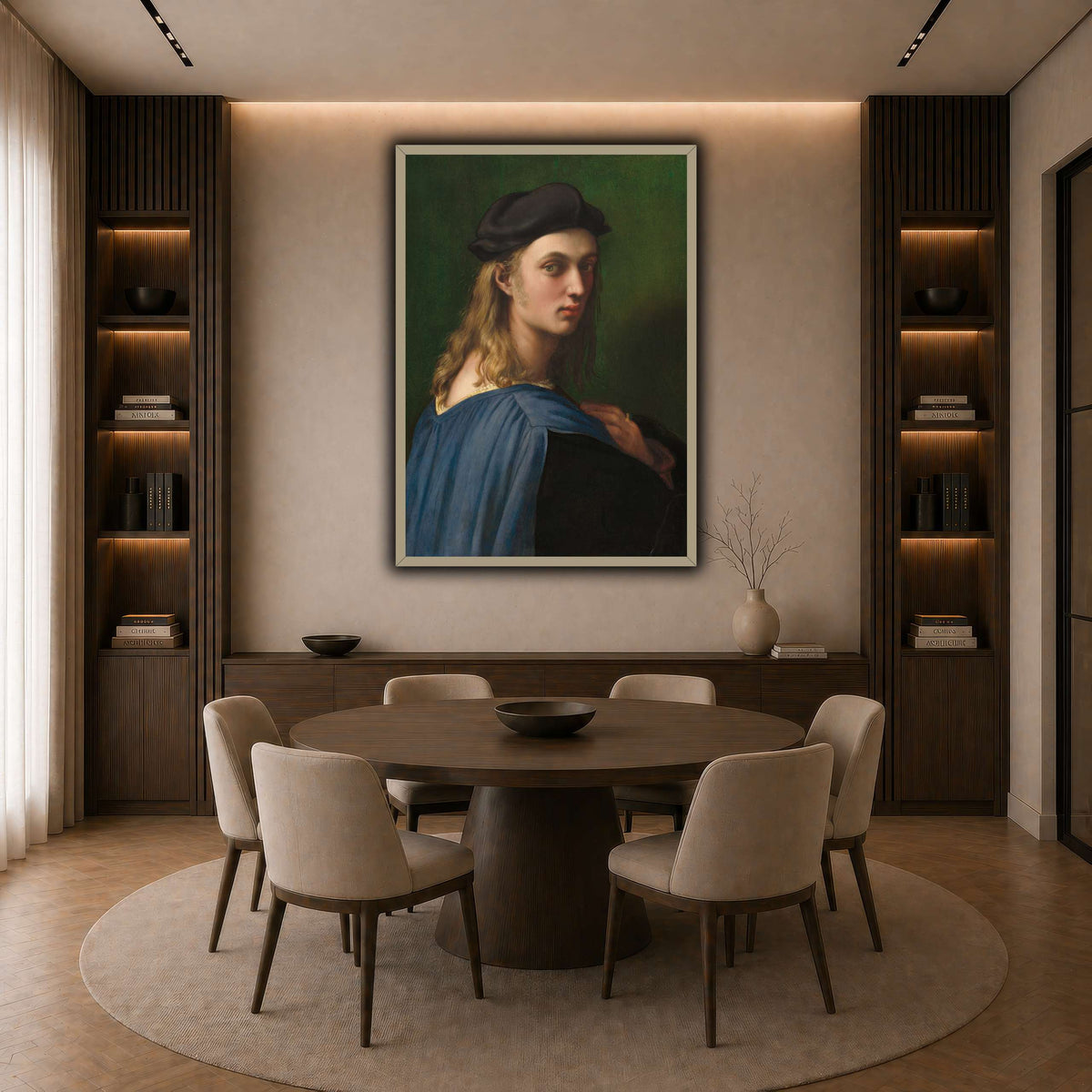 Raffaello_Sanzio_Ritratto_di_Bindo_Altoviti dark neutral-dining room