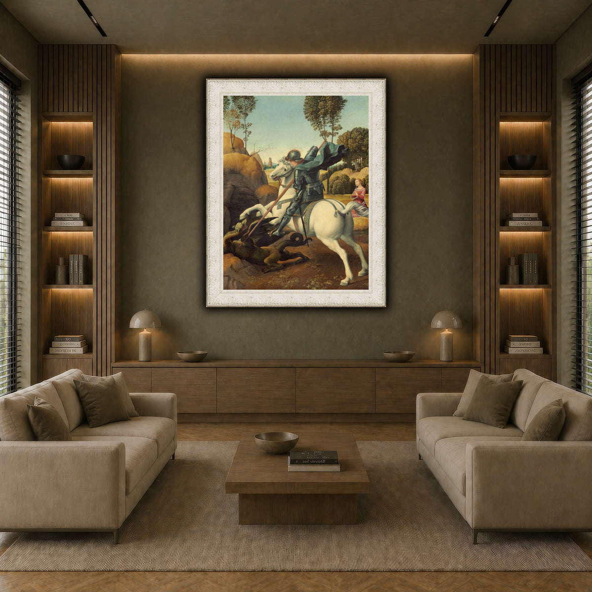 Raffaello_Sanzio_Saint_George_and_the_Dragon earth-living room