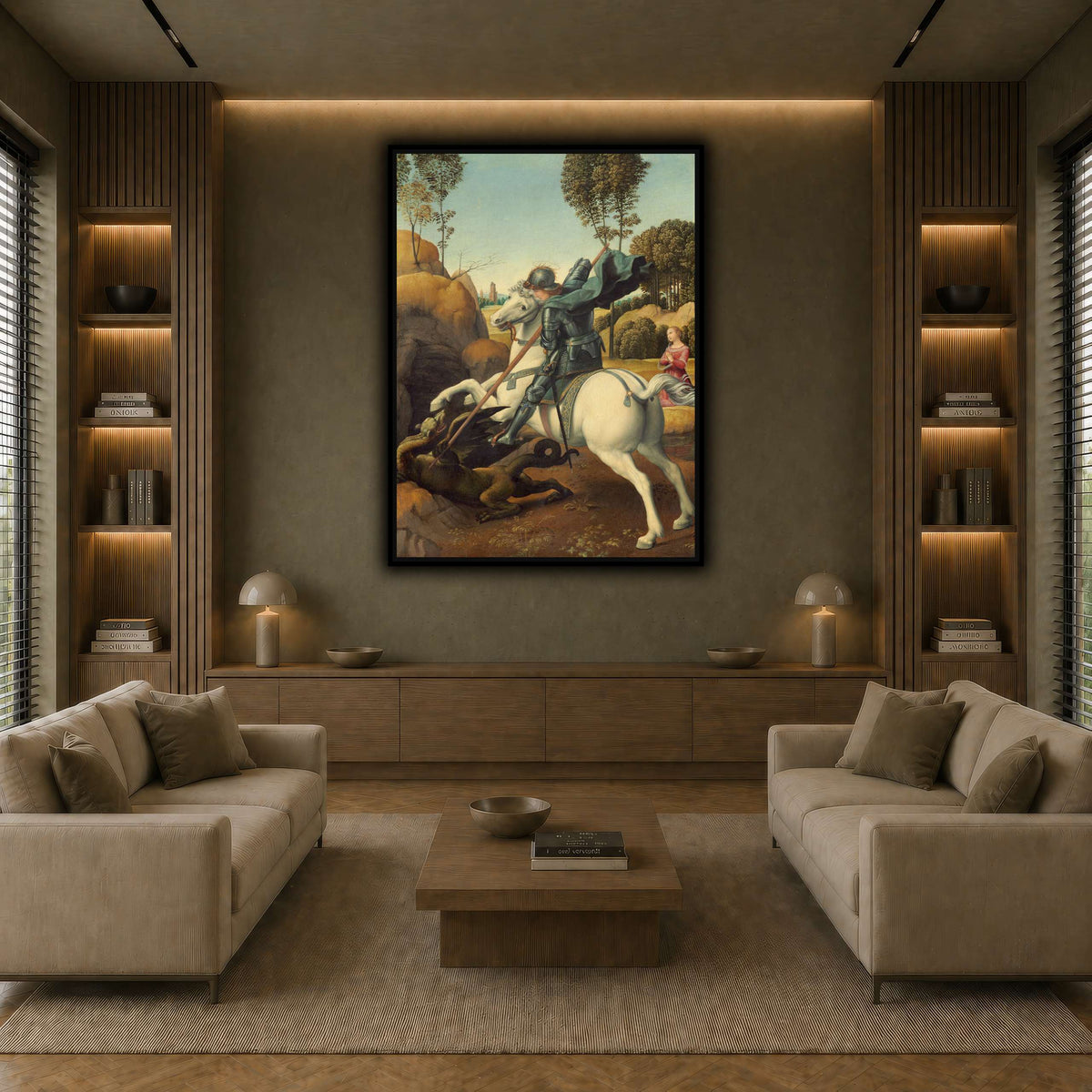 Raffaello_Sanzio_Saint_George_and_the_Dragon earth-living room