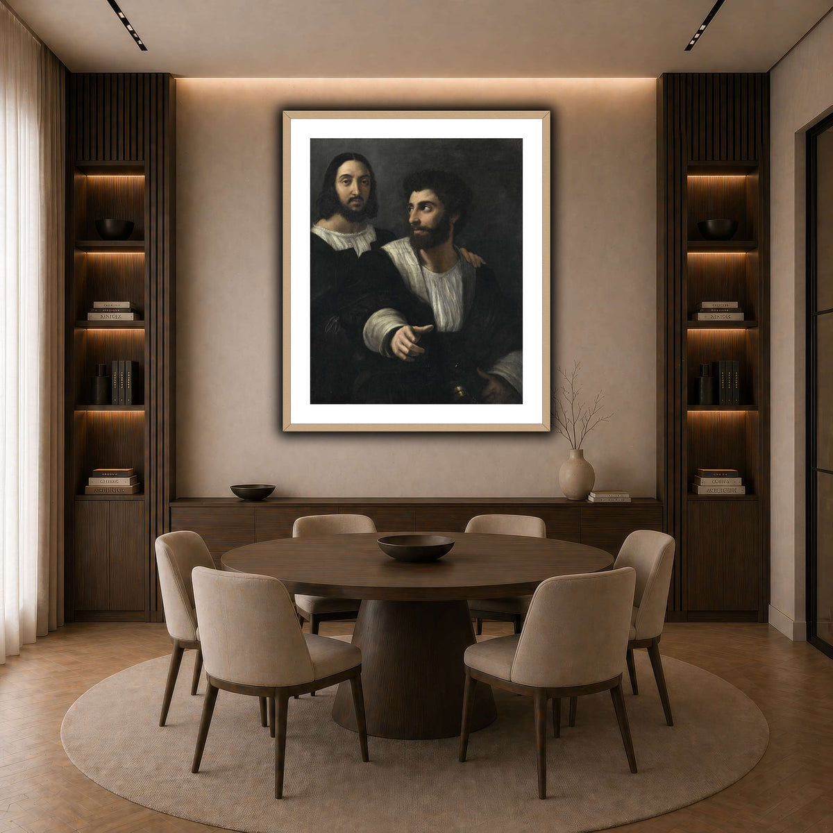 Raphael_self_portrait_with_a_friend dark neutral-dining room