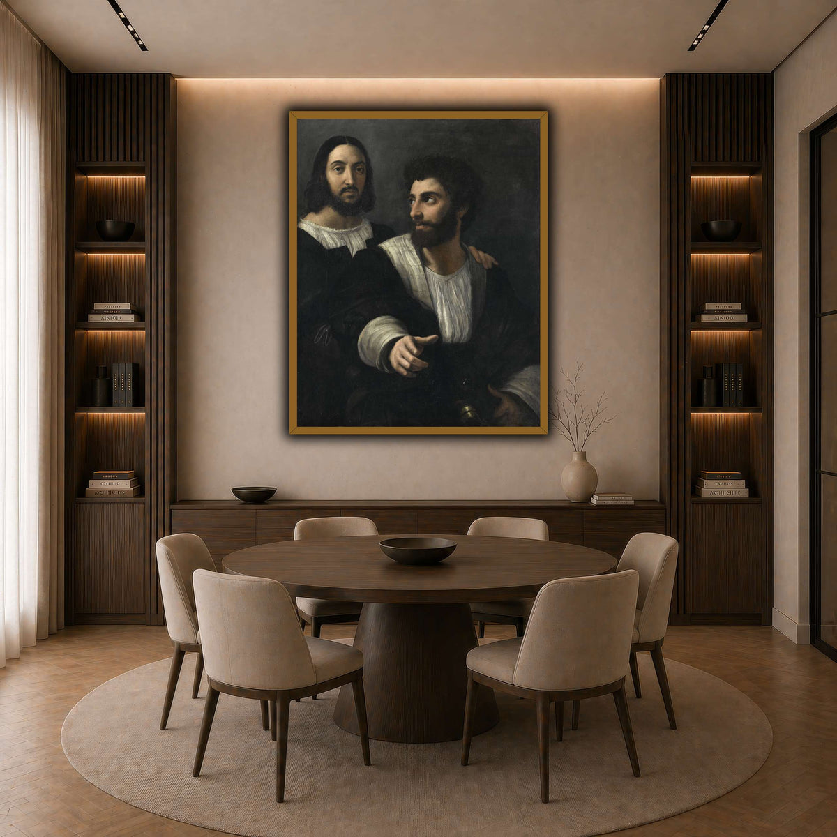 Raphael_self_portrait_with_a_friend dark neutral-dining room