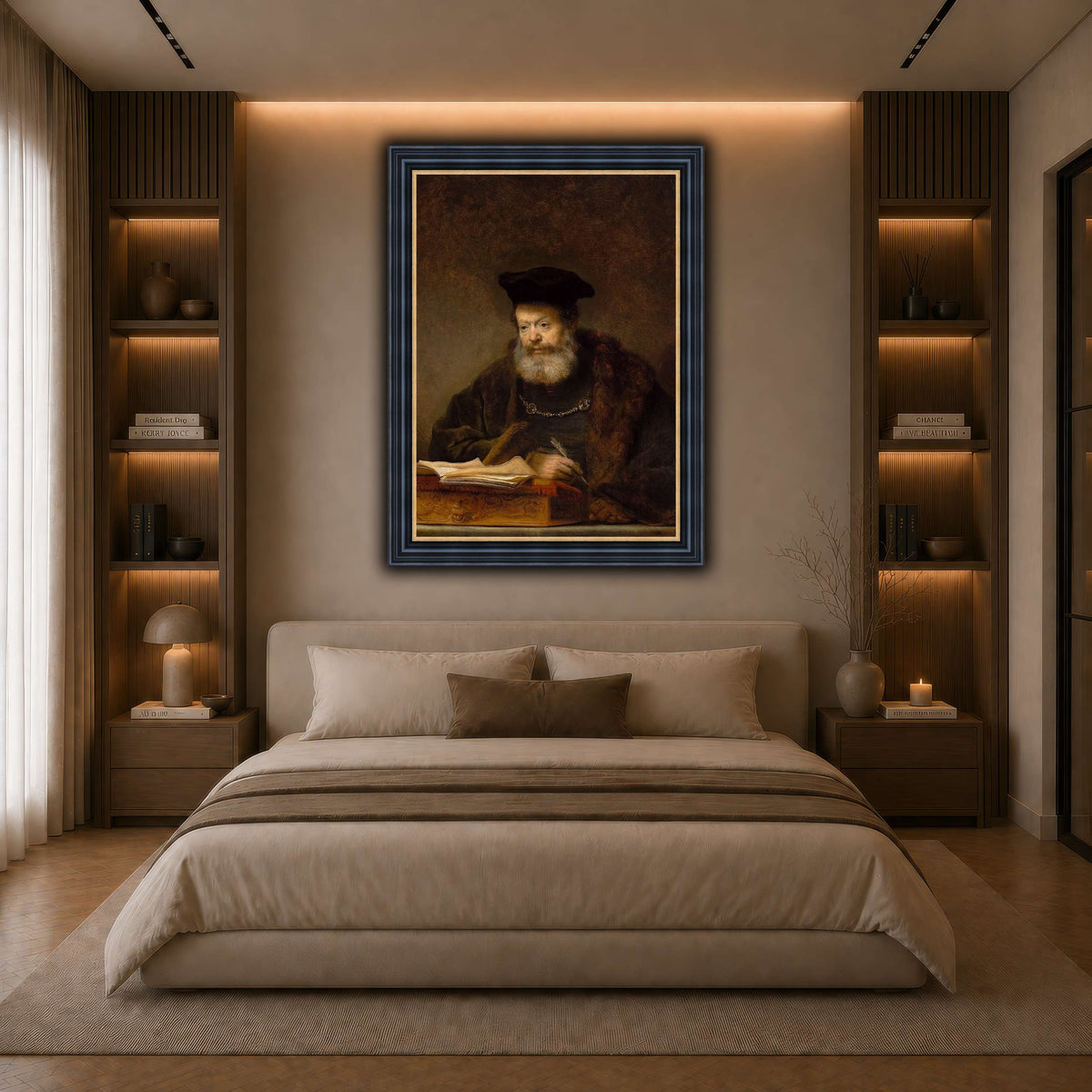 Scholar_at_the_Lectern_Rembrandt-van-Rijn dark neutral-bedroom