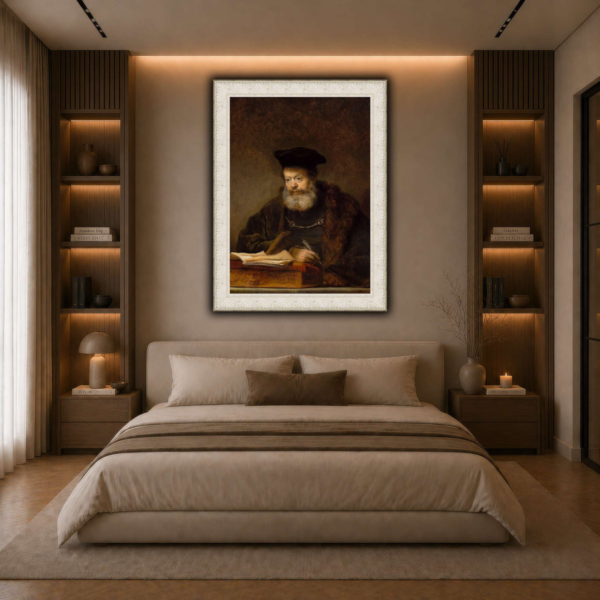 Scholar_at_the_Lectern_Rembrandt-van-Rijn dark neutral-bedroom