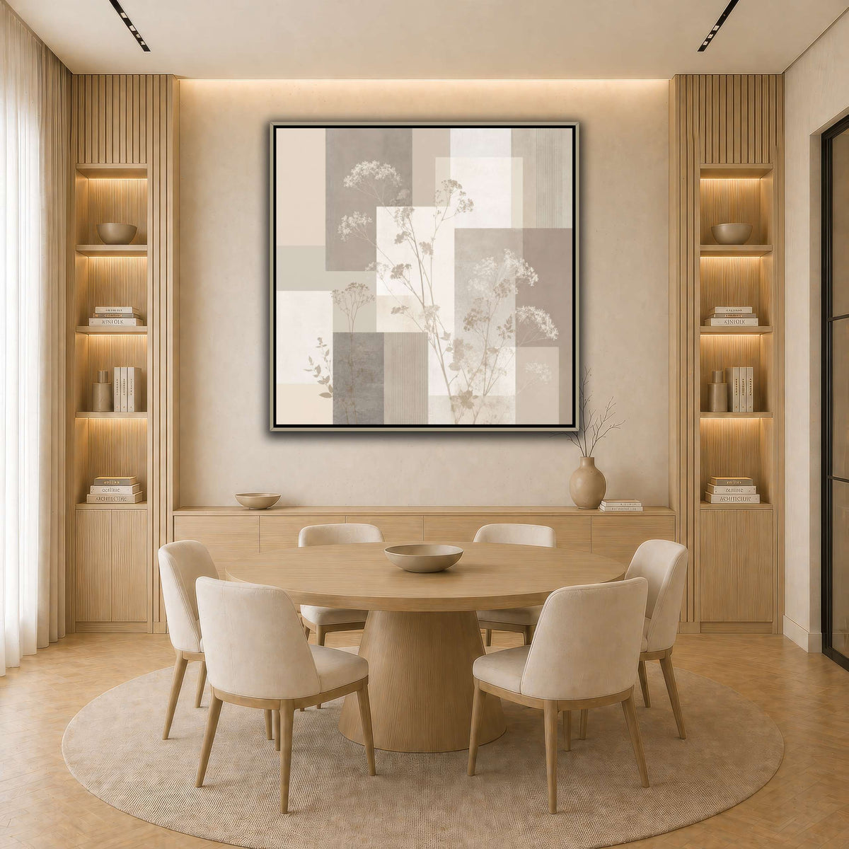 Soft Geometry light neutral-dining room